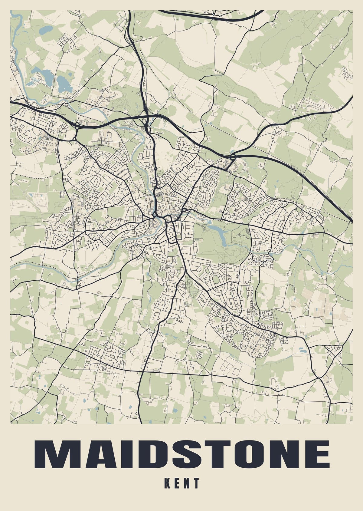 Street map poster of Maidstone, Kent