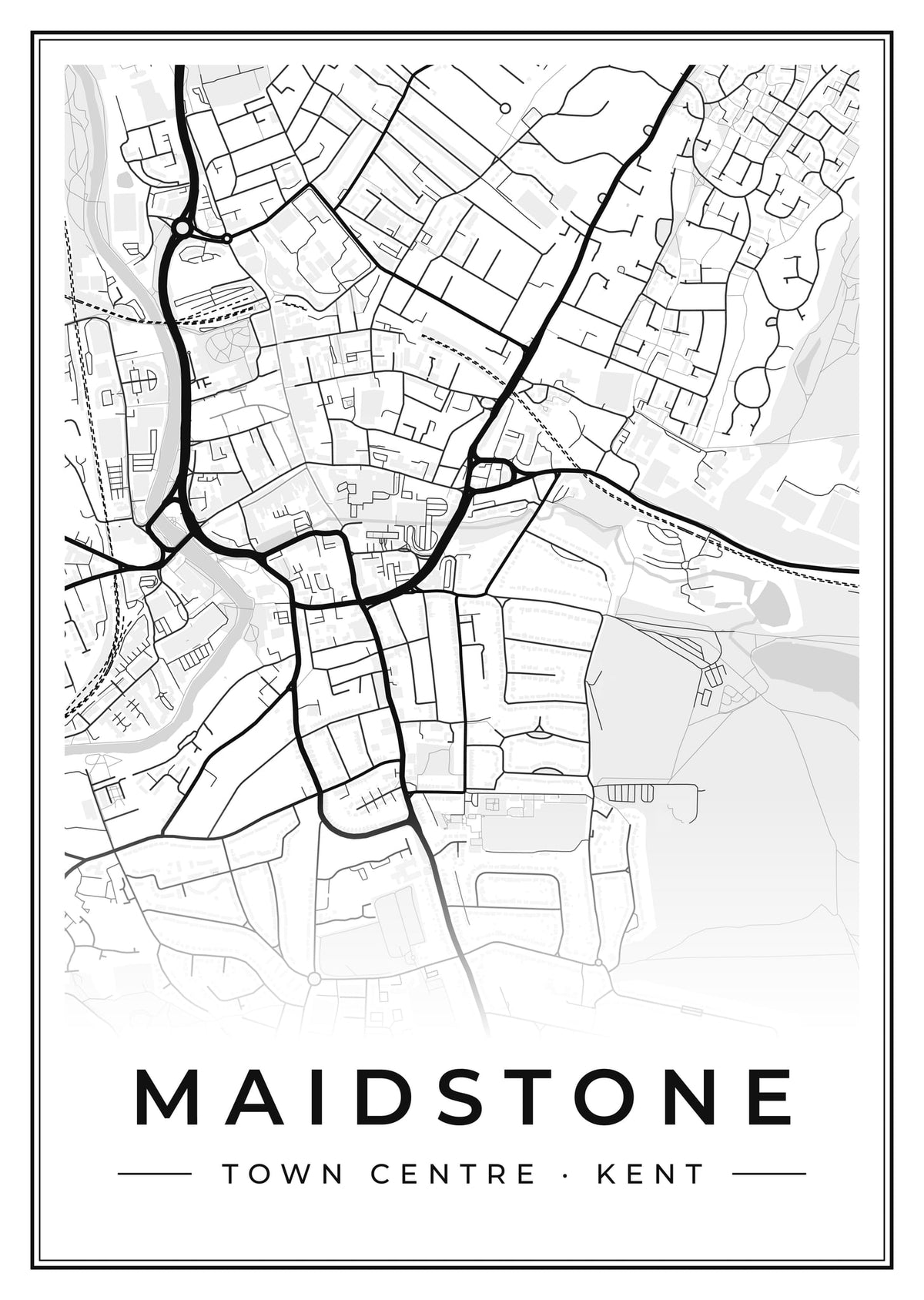Street map poster of Maidstone town centre, Kent