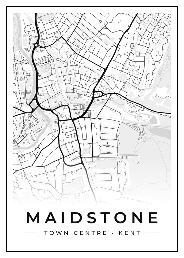 Maidstone Town Centre Street Map Poster