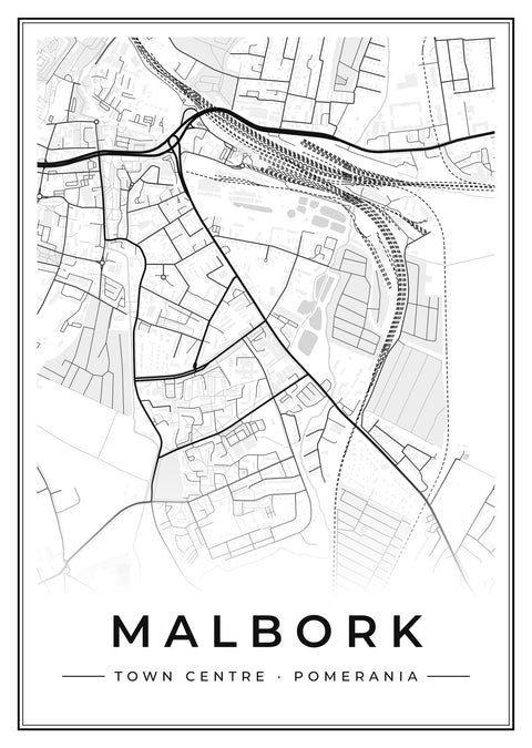 Malbork Town Centre Street Map Poster