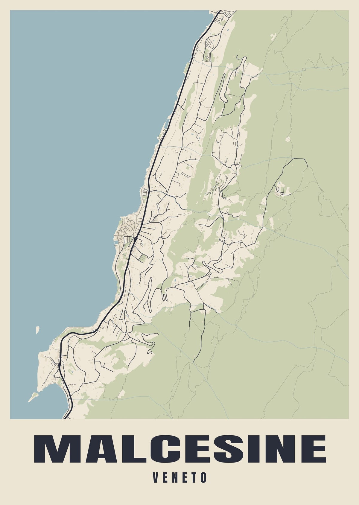 Street map poster of Malcesine, Veneto