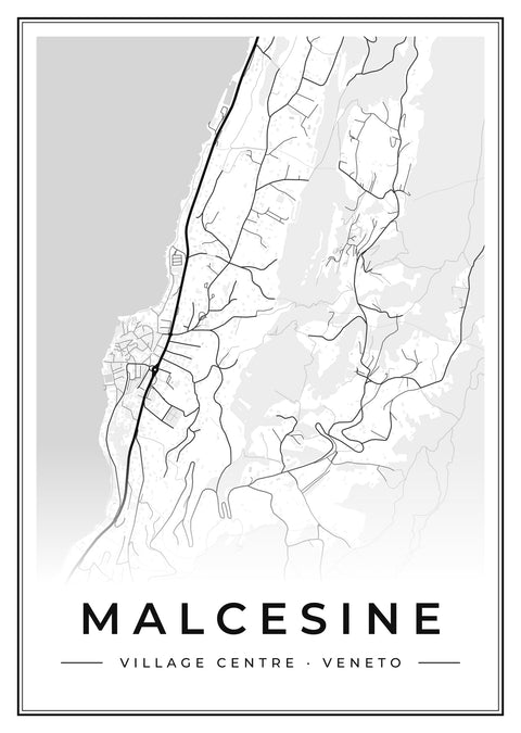Malcesine Village Centre Street Map Poster