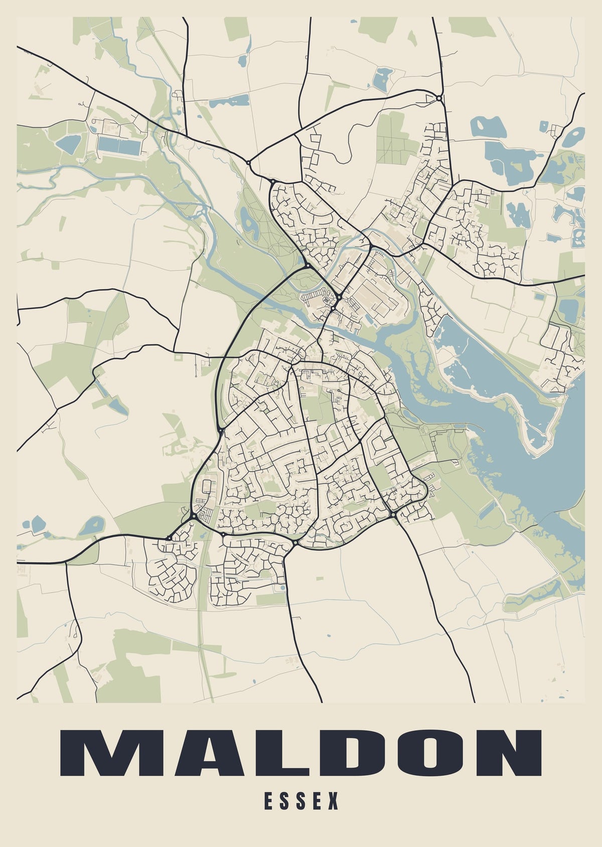 Street map poster of Maldon, Essex