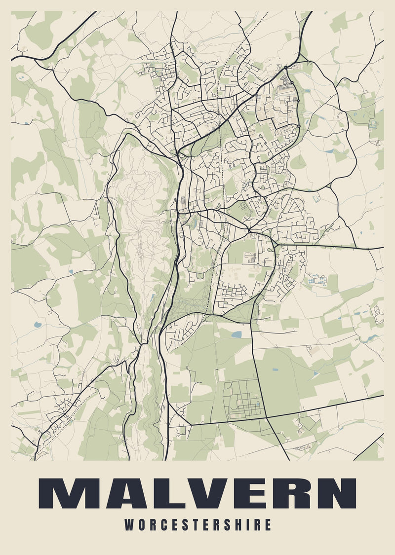Malvern Street Map Poster