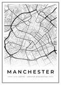 Street map poster of Manchester city centre, Greater Manchester