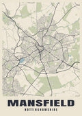 Street map poster of Mansfield, Nottinghamshire