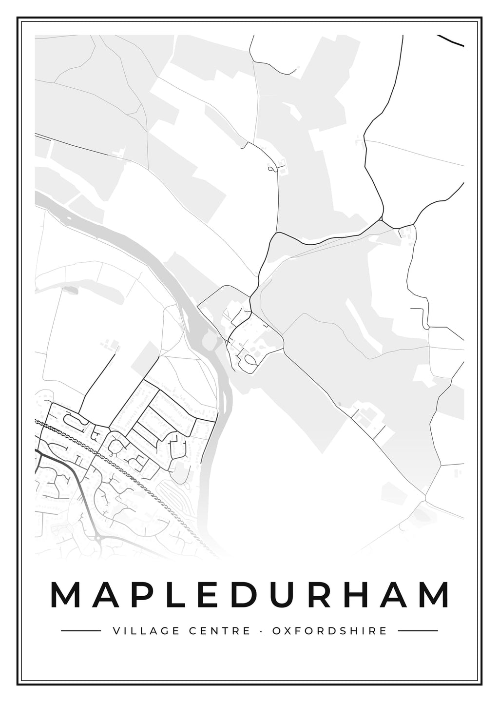 Street map poster of Mapledurham village centre, Oxfordshire