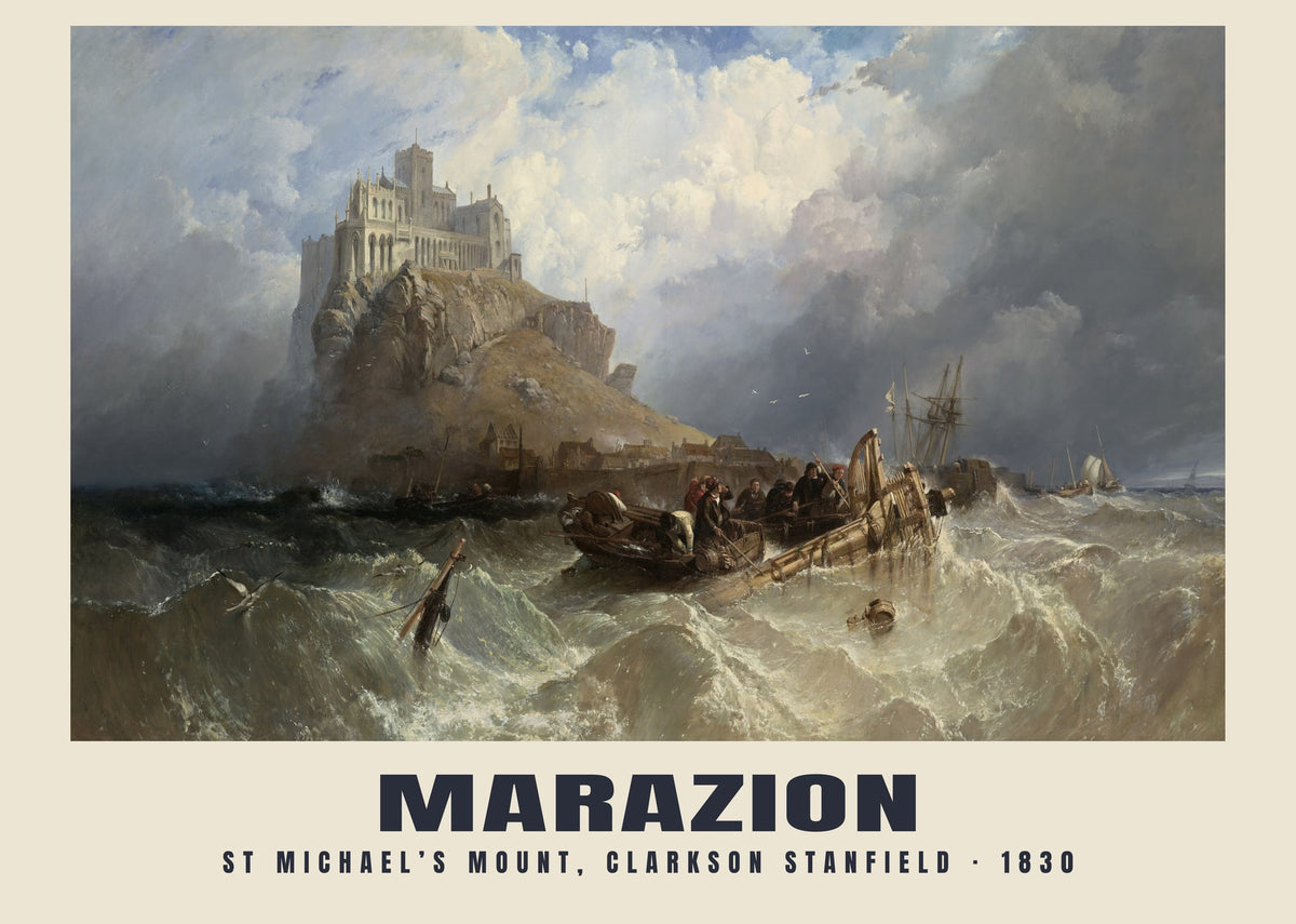 St Michael’s Mount, Clarkson Stanfield, Marazion — Historic painting reproduction, 1830