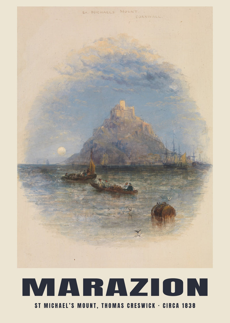 St Michael’s Mount, Thomas Creswick, Marazion — circa 1838 · Historic painting reproduction