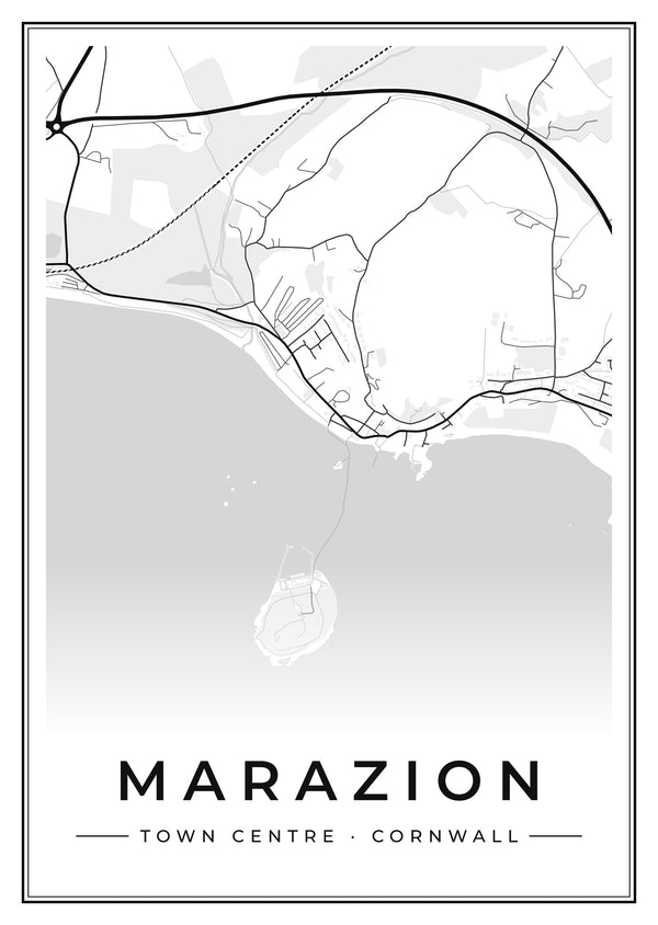 Marazion Town Centre Street Map Poster