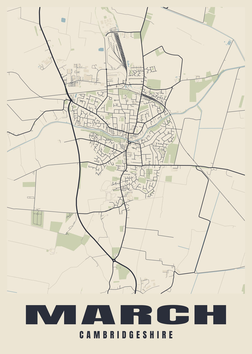 Street map poster of March, Cambridgeshire