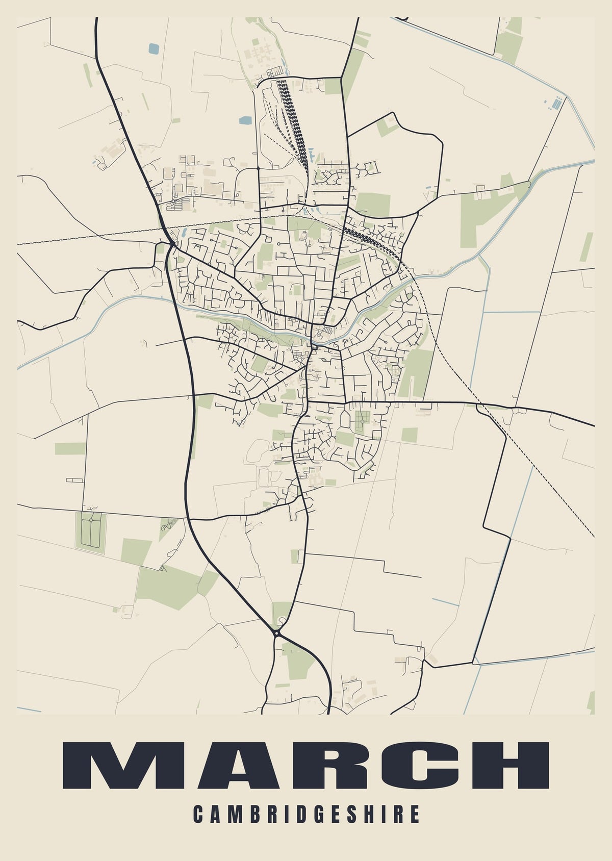 Street map poster of March, Cambridgeshire