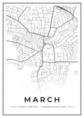 Street map poster of March town centre, Cambridgeshire