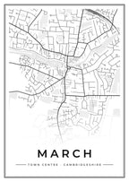 Street map poster of March town centre, Cambridgeshire