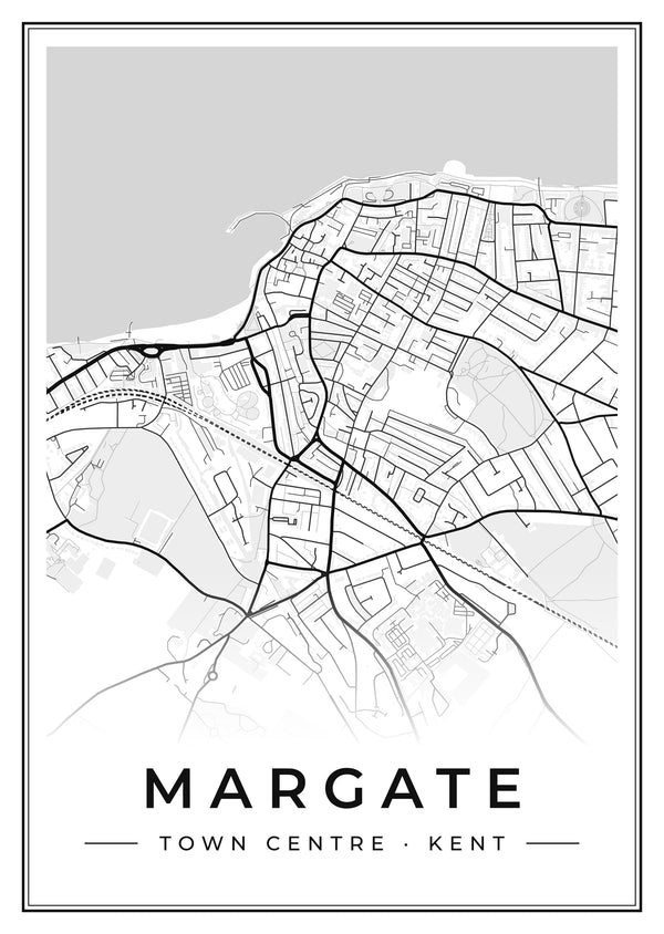 Margate Town Centre Street Map Poster