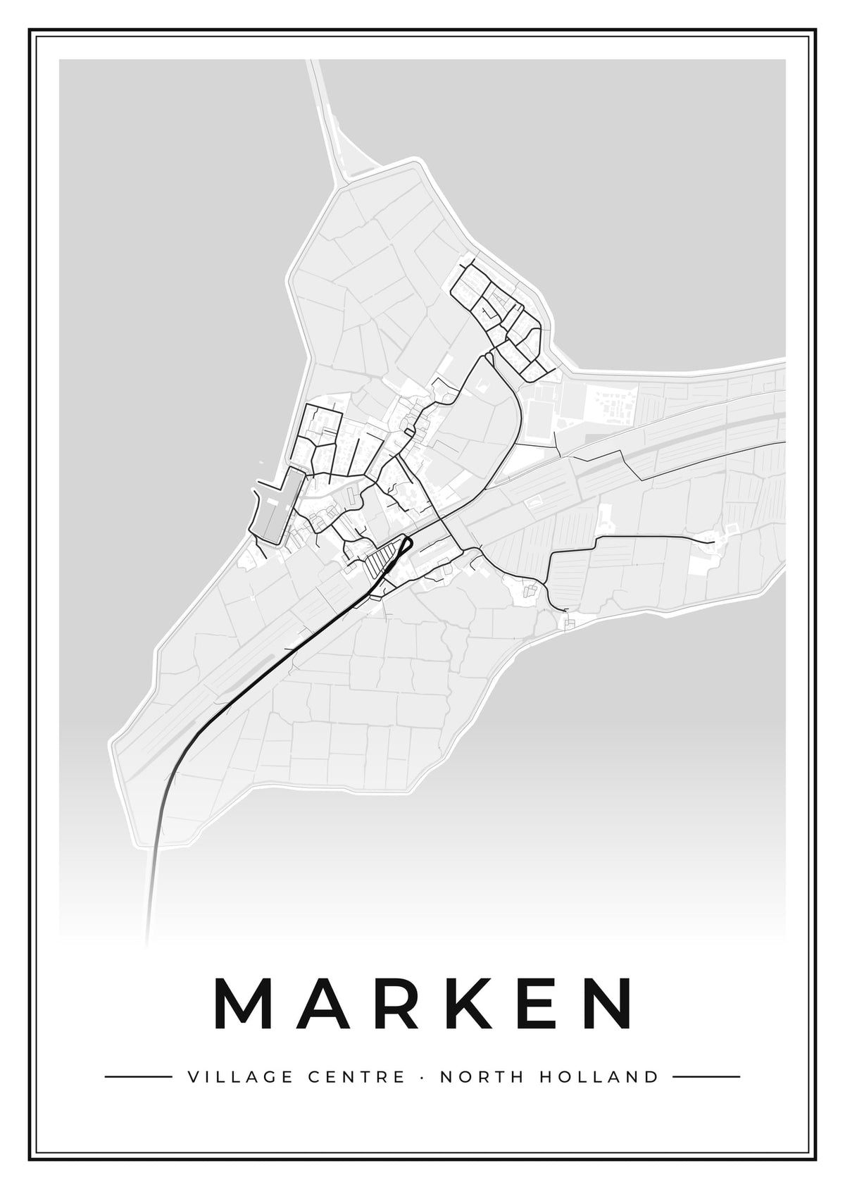Street map poster of Marken village centre, North Holland