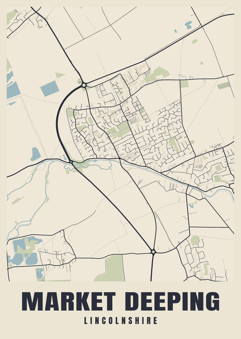 Market Deeping Street Map Poster