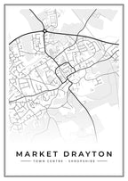 Street map poster of Market Drayton town centre, Shropshire