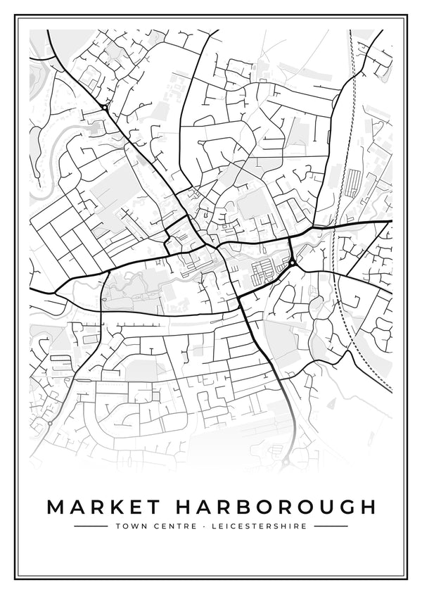Market Harborough Town Centre Street Map Poster