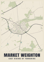 Street map poster of Market Weighton, East Riding of Yorkshire