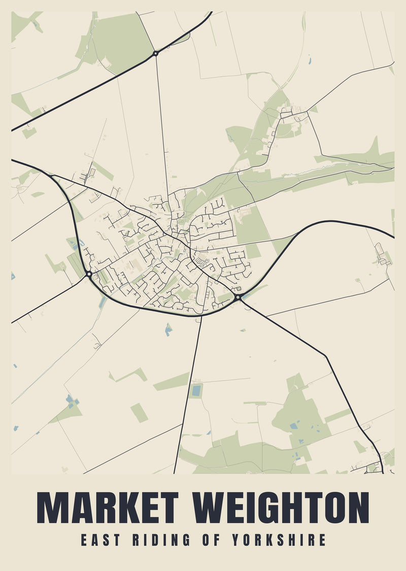 Market Weighton Street Map Poster