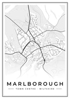 Street map poster of Marlborough town centre, Wiltshire