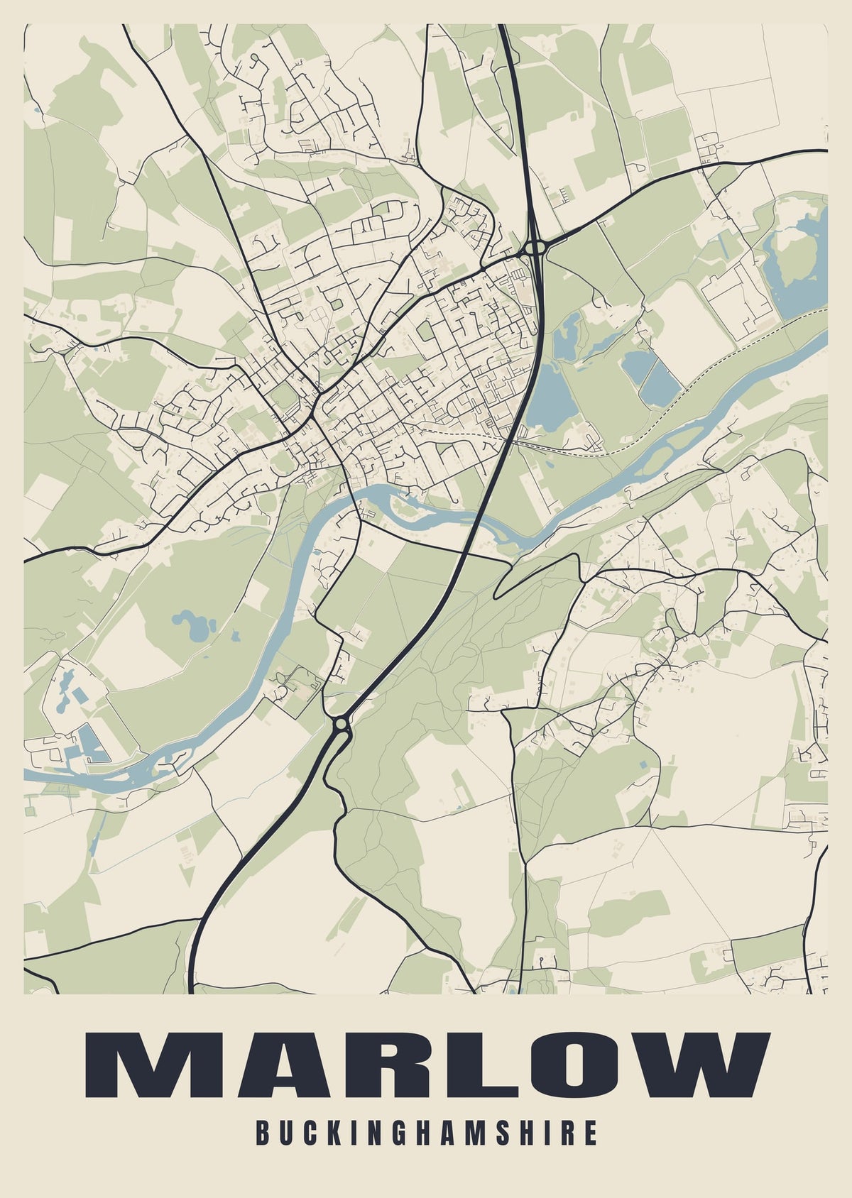 Street map poster of Marlow, Buckinghamshire