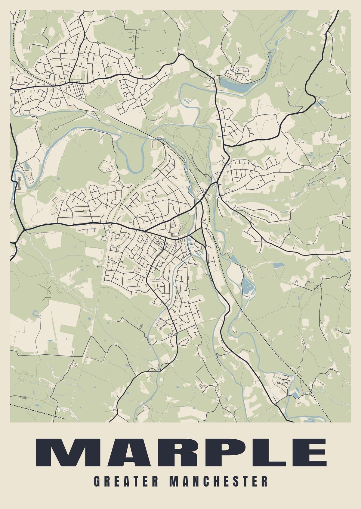 Street map poster of Marple, Greater Manchester