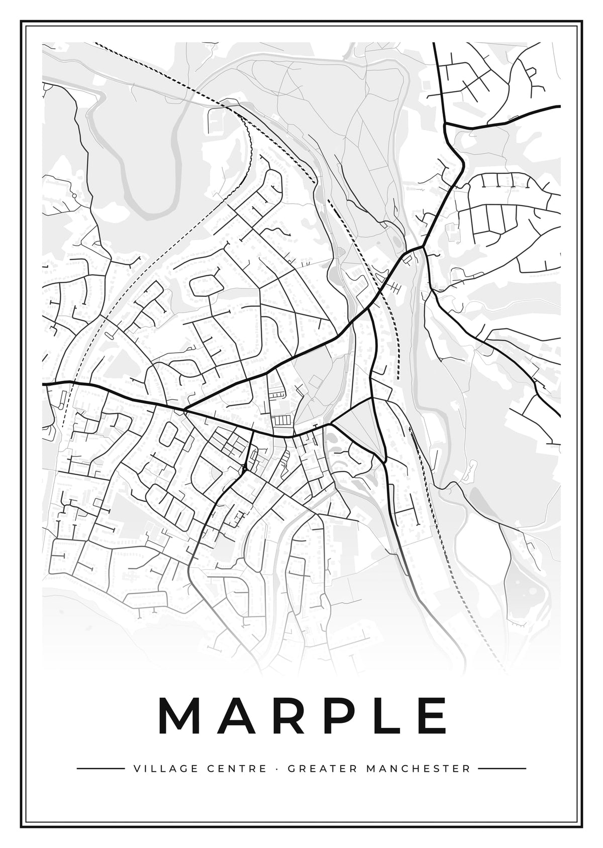 Street map poster of Marple village centre, Greater Manchester