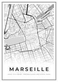 Street map poster of Marseille city centre, Provence-Alpes-Côte d'Azur