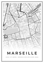 Street map poster of Marseille city centre, Provence-Alpes-Côte d'Azur