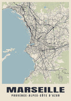 Street map poster of Marseille, Provence-Alpes-Côte d'Azur