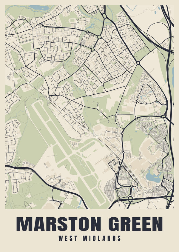 Marston Green Street Map Poster
