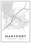 Street map poster of Maryport town centre, Cumbria