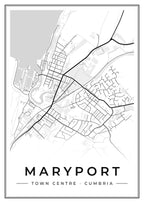 Street map poster of Maryport town centre, Cumbria