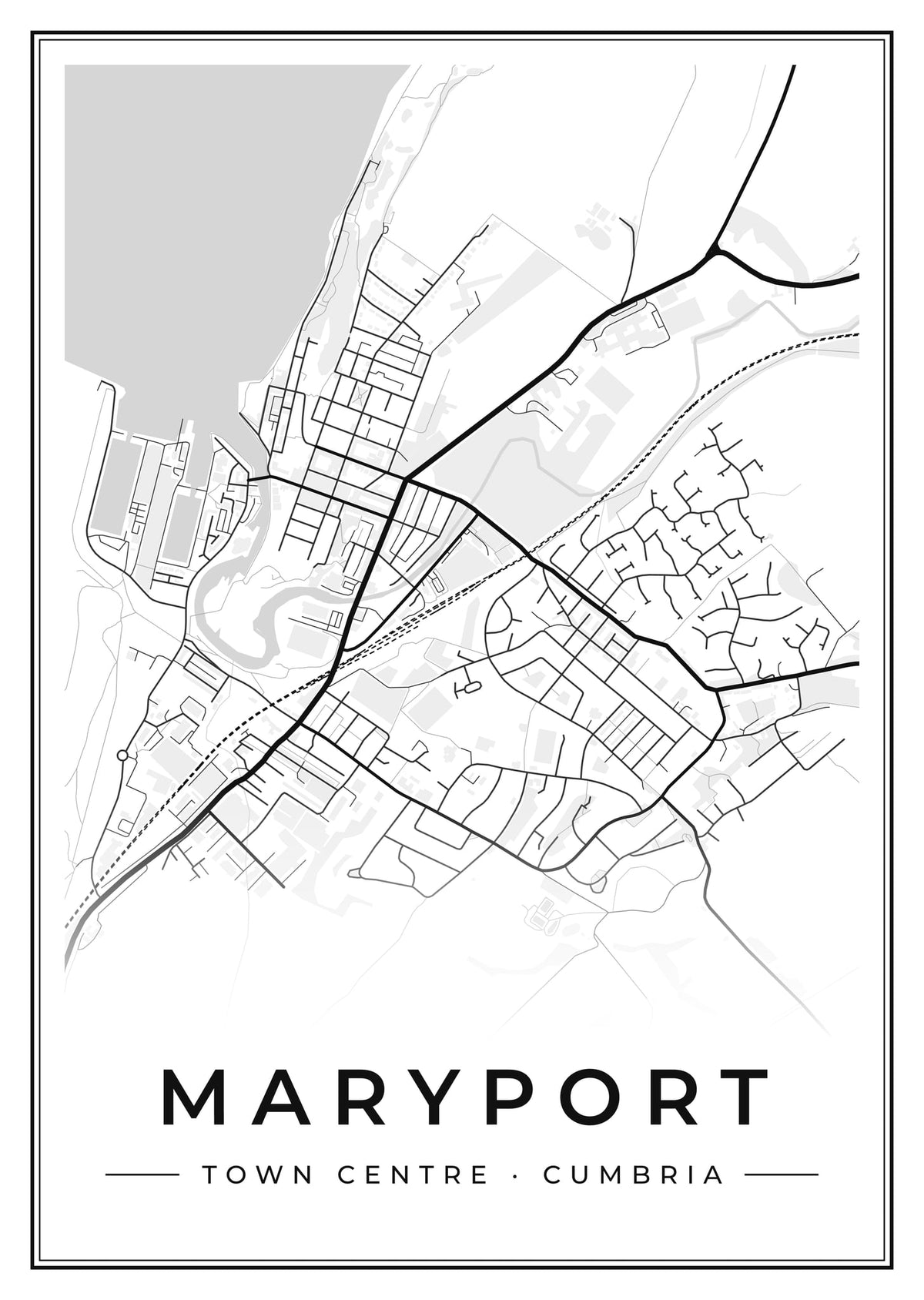 Street map poster of Maryport town centre, Cumbria