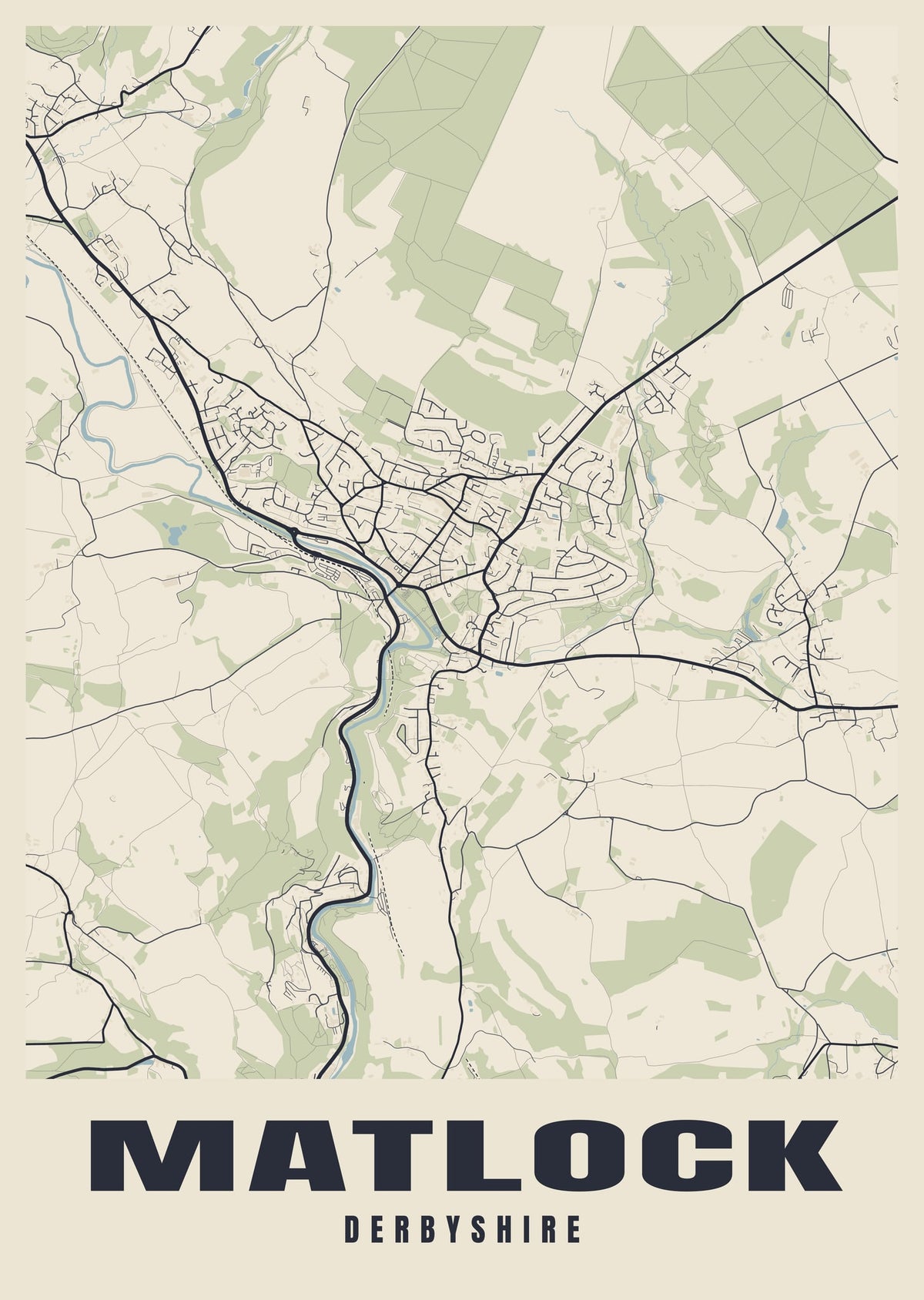 Street map poster of Matlock, Derbyshire