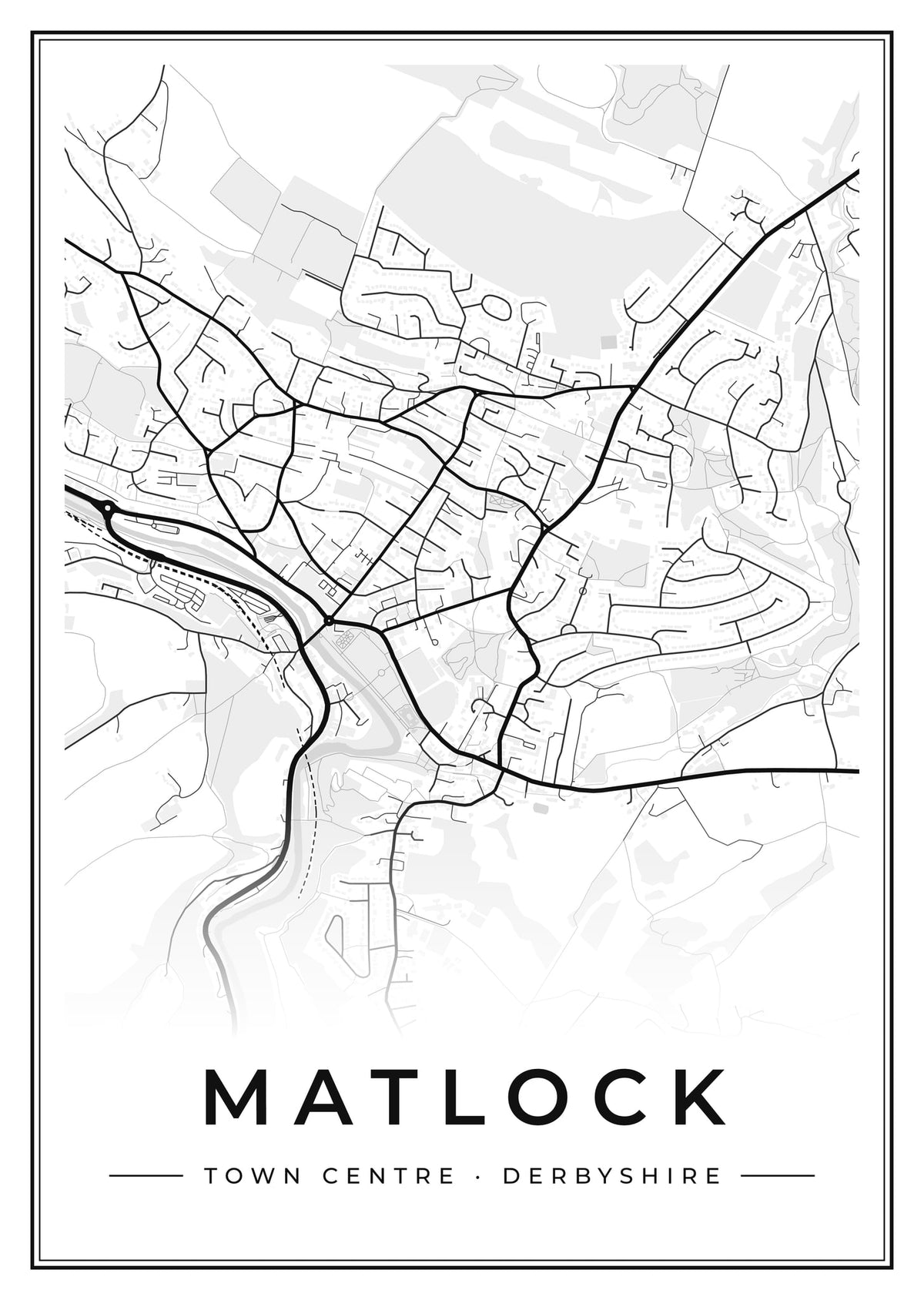 Street map poster of Matlock town centre, Derbyshire