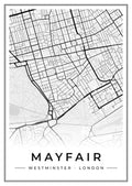 Street map poster of Mayfair, Westminster, London
