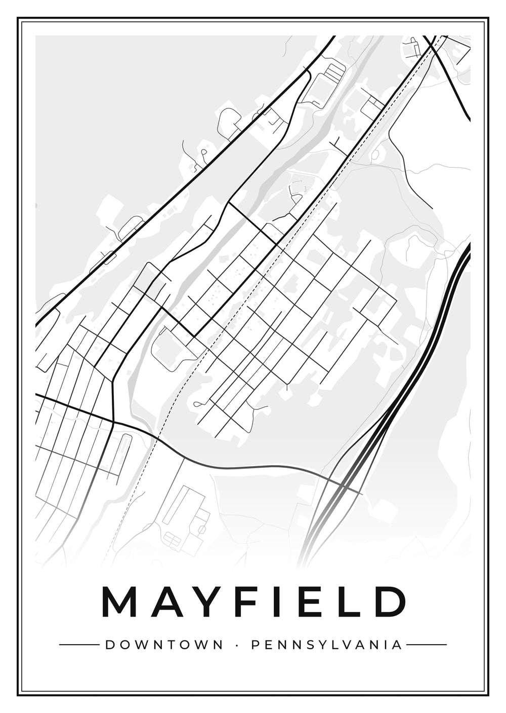 Mayfield Downtown Street Map Poster