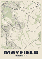 Street map poster of Mayfield, Midlothian