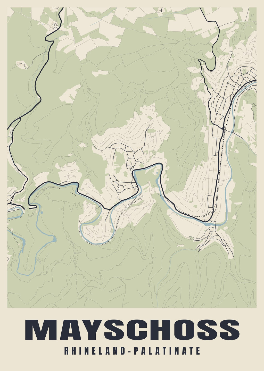 Street map poster of Mayschoß, Rhineland-Palatinate
