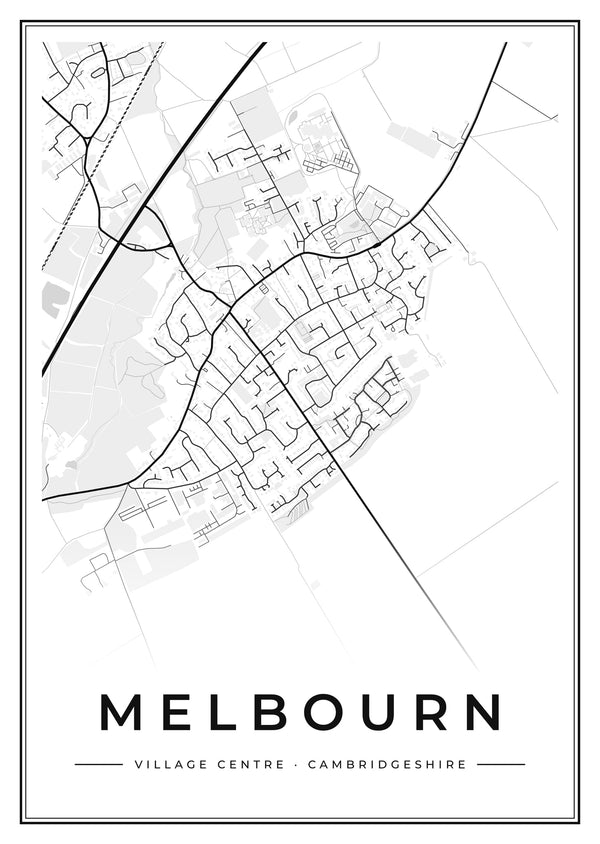 Melbourn Village Centre Street Map Poster