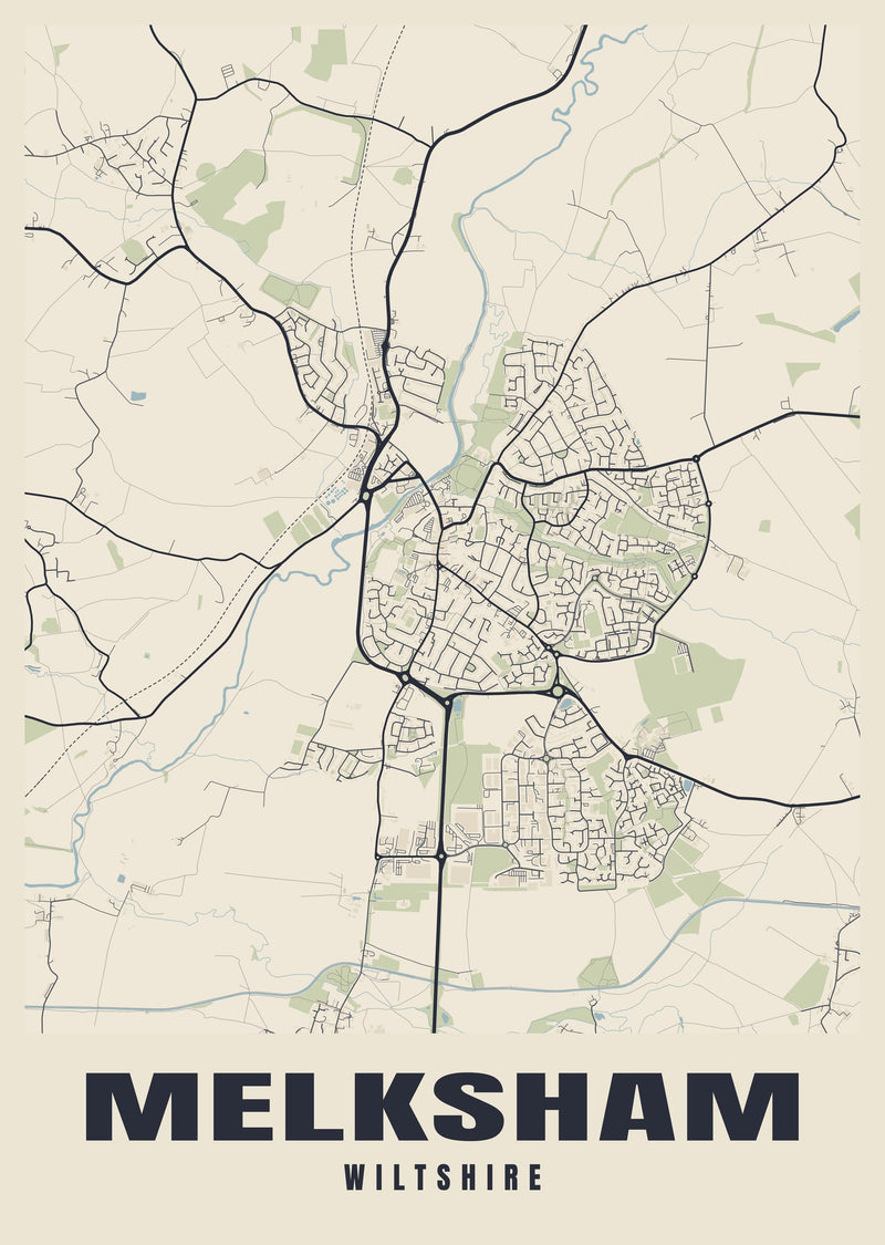 Melksham Street Map Poster