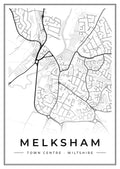 Street map poster of Melksham town centre, Wiltshire