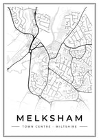 Street map poster of Melksham town centre, Wiltshire
