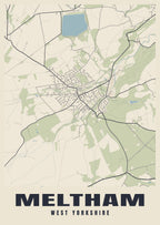 Street map poster of Meltham, West Yorkshire