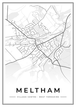 Meltham Village Centre Street Map Poster