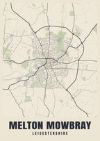 Street map poster of Melton Mowbray, Leicestershire