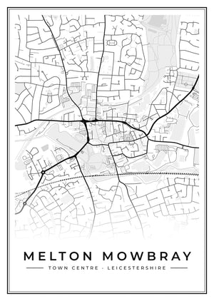 Melton Mowbray Town Centre Street Map Poster